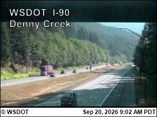 Snoqualmie Pass traffic camera: I-90 at MP 46.8: Denny Creek