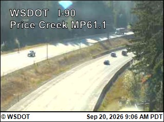 Snoqualmie Pass traffic camera: I-90 at MP 61.1 Price Creek