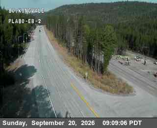 Donner Pass (Donner Summit, I-80) traffic camera: Hwy 80 at Kingvale EB 2, Soda Springs