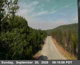 Donner Pass (Donner Summit, I-80) traffic camera: Hwy 80 at Kingvale EB 1, Soda Springs