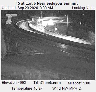 Photo from camera: I-5 at Exit 6 Near Siskiyou Summit