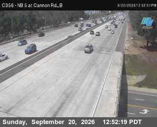 Photo from camera: (C356) I-5 : NB at Cannon Rd B, Carlsbad