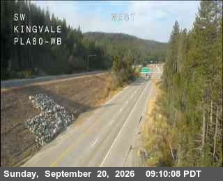 Donner Pass (Donner Summit, I-80) traffic camera: Hwy 80 at Kingvale WB, Soda Springs