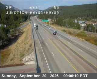 Donner Pass (Donner Summit, I-80) traffic camera: Hwy 80 at Hwy 89, Truckee