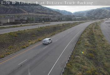 Photo from camera: I-70 MP 133.25 WB at Dotsero Truck Parking (Looking West)