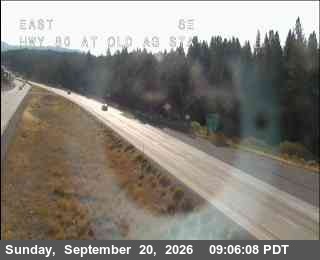 Donner Pass (Donner Summit, I-80) traffic camera: Hwy 80 at Old Ag Sta, Truckee