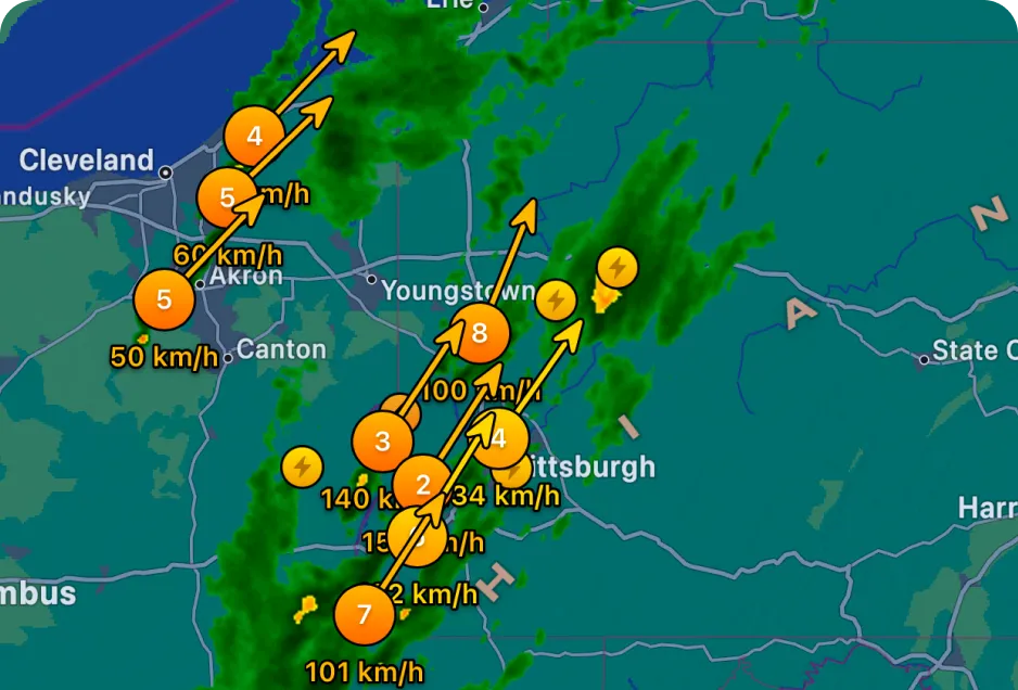 Custom Radar Layers with Storm Cells Tracking